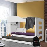 Beliche 100% Mdf Solteiro Com Cama Auxiliar Branco Halia Jm Móveis