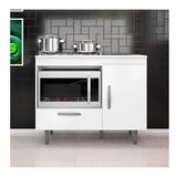 Balcão Para Cooktop 4 Bocas Poliman Alecrim Com Nicho Para Micro-ondas, 1 Porta, 1 Gaveta E 1 Prateleira