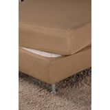 Saia Fit Box Elástica Cama Casal Queen Malha Gel - Avelã