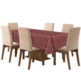 Toalha Mesa 6 Lugares Tecido Jacquard Retangular - Vinho