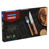 Jogo De Talheres Jumbo Para Churrasco Tramontina Com Laminas Em Aço Inox Natural 12 Peças