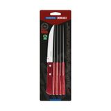 Conjunto De Facas Para Churrasco Tramontina 5&quot; Em Aço Inox Com Cabo Vermelho Polywood 6 Peças