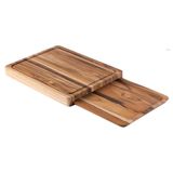 Kit Tábua Bandeja Churrasco Tramontina Em Madeira Teca Fsc Com Acabamento Em Óleo Mineral