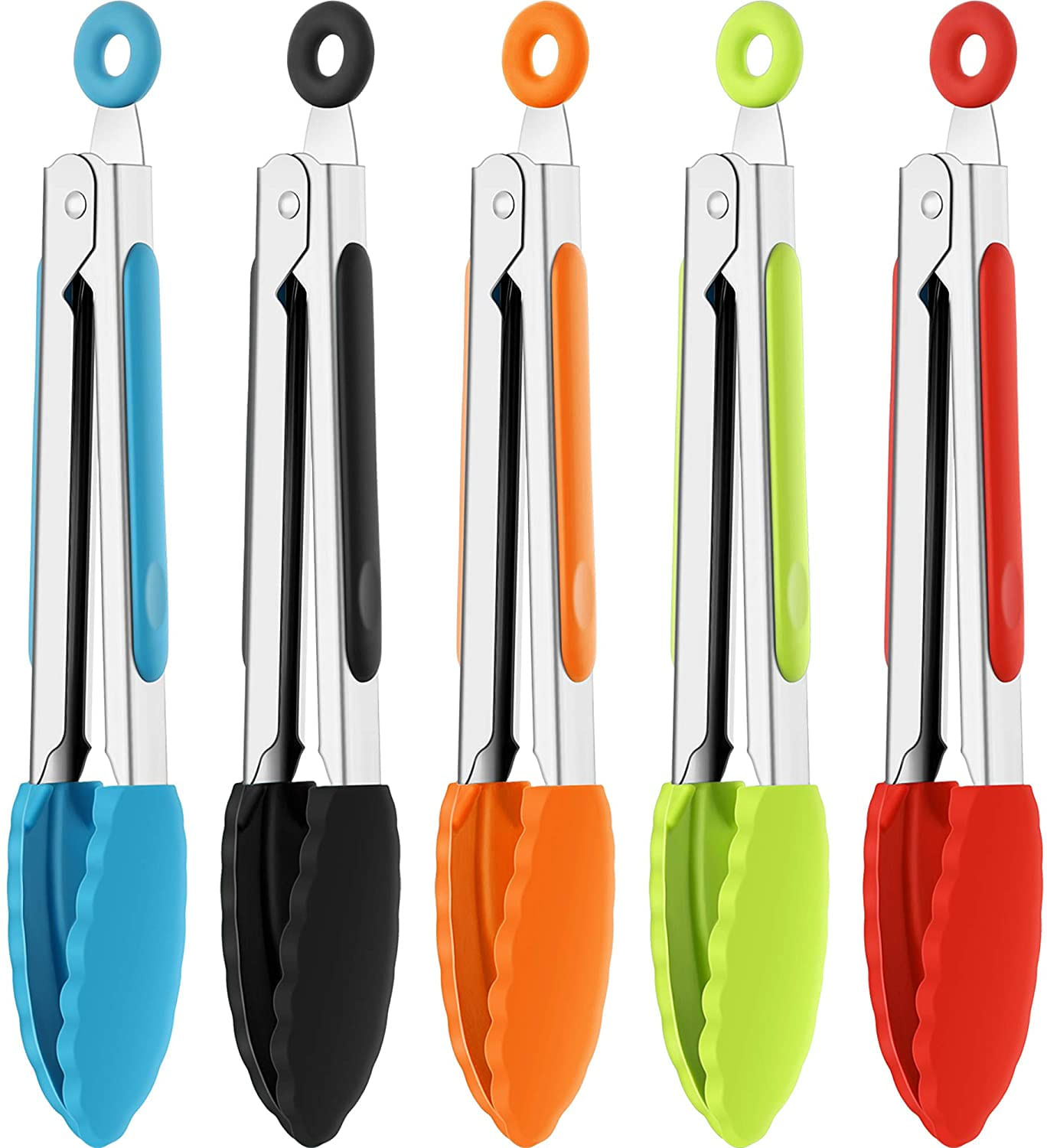 7 Polegadas Silicone Tongs Mini Cozinha Tongs Com Pontas De Silicone Pequenas Pinças De Aço Inoxidável Tongs Para Salada Grelhado Fritura