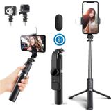 5 Em 1 Led Light Selfie Stick, 40 Polegadas 360 Graus Extensível Peso Pesado Selfie Stick Tripé Com Obturador Remoto Sem Fio Compatível Com