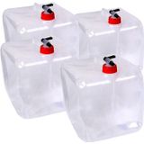 4 Pcs Recipiente De Água 10l/ 15l/ 20l Dobrável Torneira Prática De Derramamento E Alça De Transporte Tampa De Parafuso 100% Apertado R