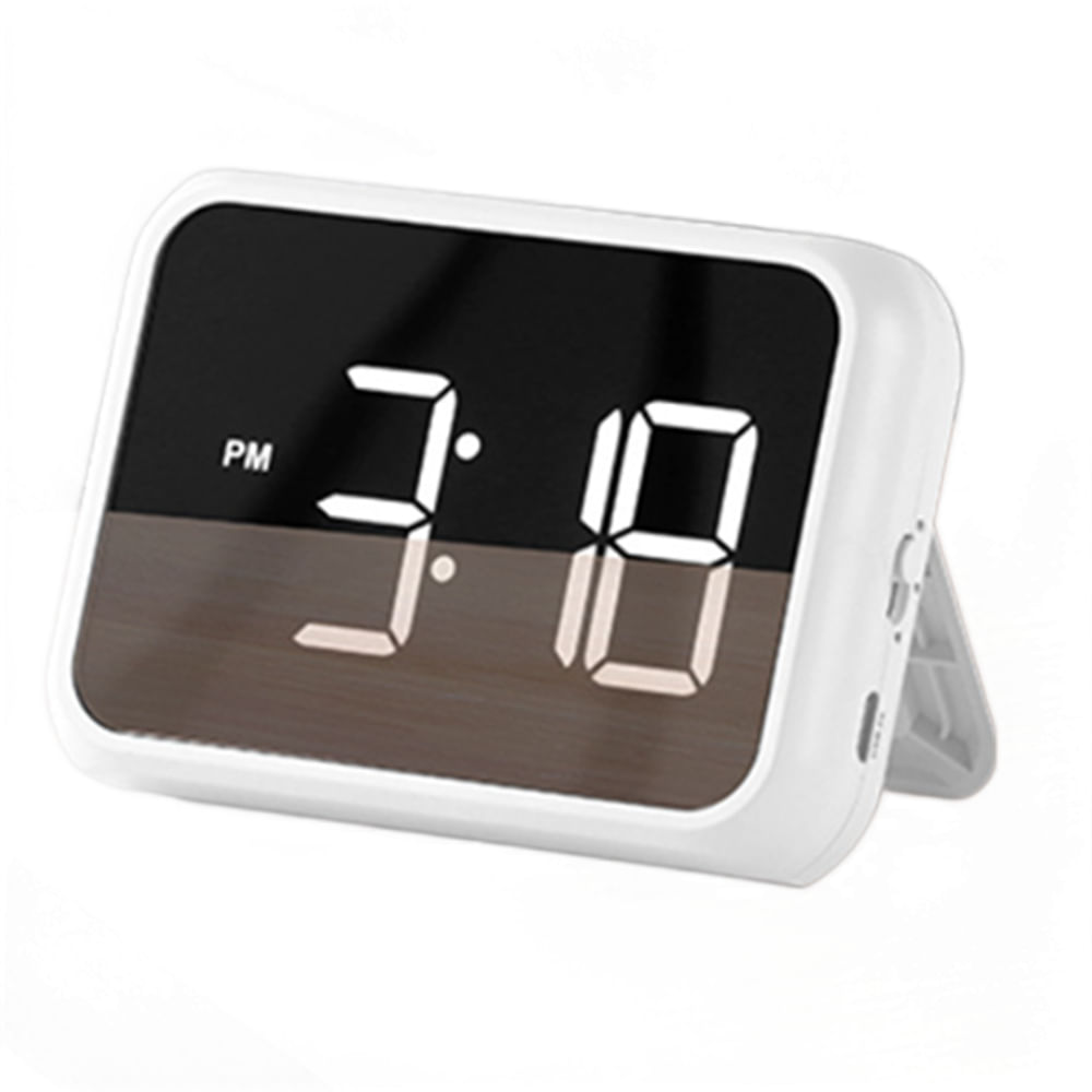 Led Charging Travel Alarm Clock, Temporizador Eletrônico, Espelho