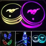 Led Car Cup Holder Lights Para Mustang, 2pcs Car Logo Cup Coaster Com 7 Cores Mudando De Tapete De Carregamento Usb, Lunescent Cup P Interio