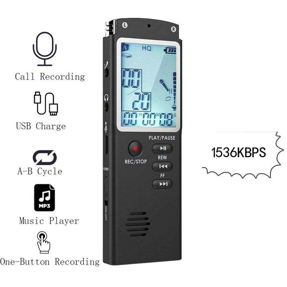 Voz Ativada Mini Digital Sound Audio Dictaphone Mp3 Play