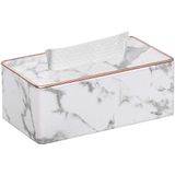 Porta-caixa De Tecido De Couro Pu Retangular Para Decoração De Banheiro Da Cômoda (padrão De Mármore Branco)