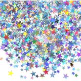 60 G Star Confetti Glitter Table Confetti Metallic Foil Stars For Party Wedding Festival Decorações (prata Holográfica, 10mm E 6mm)