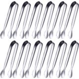 12 Peças De Açúcar Tongs Ice Tongs Aço Inoxidável Mini Servindo Tongs Aperitivos Tongs Pequenas Pinças De Cozinha Para A Cozinha Do Café Do