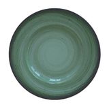 Prato Raso Tramontina Rústico Verde Em Porcelana Decorada 27 Cm