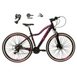 Bicicleta Feminina Aro 29 Ksw Mwza 27v Shimano Altus Freios Hidráulicos Pneu Bege - Preto-rosa Tam.15
