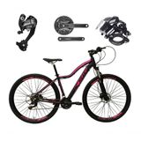 Bicicleta Feminina Aro 29 Ksw Mwza 27v Câmbios Shimano Altus Freios Hidráulicos - Preto-rosa Tam.15