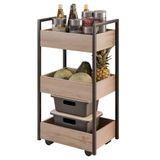 Carrinho Gourmet De Apoio Industrial 3 Prateleiras Liss M24 Freijó/preto - Mpozenato