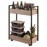 Carrinho Gourmet De Apoio Industrial 2 Prateleiras Sara M24 Freijó/preto - Mpozenato