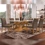 Conjunto Sala De Jantar Genova Cinamomo-off White Com 6 Cadeiras Genova Estofadas Suede - Marrom