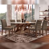 Conjunto Sala De Jantar Genova Chocolate-off White Com 6 Cadeiras Genova Estofadas Suede - Marrom