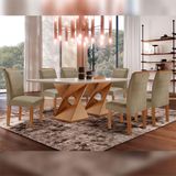 Conjunto Sala De Jantar Genova Cinamomo-off White Com 6 Cadeiras Luísa Estofadas Suede - Marrom