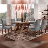 Conjunto Sala De Jantar Genova Chocolate-off White Com 6 Cadeiras Luísa Estofadas Suede - Cinza