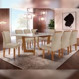 Conjunto Sala De Jantar Nápoles Cinamomo-off White Com 8 Cadeiras Luísa - Suede Bege