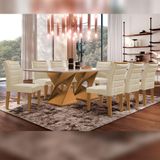 Conjunto Sala De Jantar Genova Cinamomo-off White Com 8 Cadeiras Genova Estofadas Suede - Bege