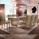 Conjunto Sala De Jantar Nápoles Cinamomo-off White Com 8 Cadeiras Luísa Estofadas Suede - Marrom