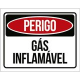 Placa Sinalização - Perigo Gás Inflamável Atenção 18x23