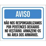 Placa Aviso Não Responsabilizamos Pertences Vestiário 18x23
