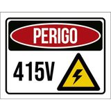 Placa Sinalização - Perigo 415v Ícone 18x23