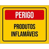 Placa De Sinalização - Perigo Produtos Inflamáveis 18x23