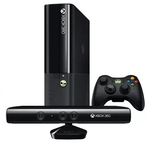 Xbox 360 Super Slim 250gb + Kinect + 3 Jogos Standard Preto