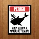 Placa Decorativa Gamer Área Sujeita Ataque Tubarão (27x35)