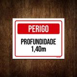 Placa Sinalização - Perigo Profundidade Vermelha 18x23