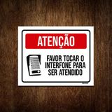 Placa Atenção Favor Tocar Interfone Ser Atendido 27x35