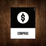 Placa Sinalização Ícone - Compras 18x23