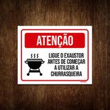 Placa Ligue Exaustor Antes Começar Churrasqueira 27x35