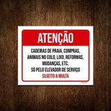 Placa Atenção Cadeiras Compras Animais Elevador 18x23