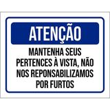Placa Atenção Mantenha Seus Pertences Á Vista 18x23