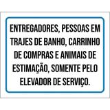 Placa Trajes De Banho Somente Pelo Elevador De Serviço 18x23