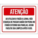 Placa Atenção Utilizar Fogão Lenha Sabão Em Pedra 18x23