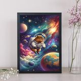 Quadro Decorativo Capivara Astronauta 24x18cm