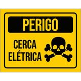 Placa De Sinalização Aviso Perigo Cerca Elétrica 18x23