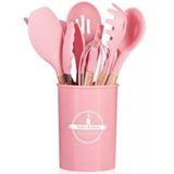 Kit Utensílios Cozinha 12 Peças Silicone Antiaderente (rosa)