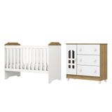 Dormitório Infantil Berço Americano Mini Cama 3 Em 1 E Cômoda Para Quarto Bebê Branco - Madeirado