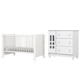 Dormitório Infantil Carolina Baby Berço Americano Mini Cama 2 Em 1 E Cômoda Helena Branco