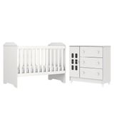 Dormitório Infantil Berço Americano Mini Cama 3 Em 1 Helena E Cômoda Luna Carolina Baby Branco