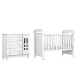 Dormitório Infantil Carolina Baby Berço Americano Mini Cama 2 Em 1 E Cômoda Helena Branco