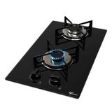 Cooktop A Gás Fischer 2 Bocas Loft Com Supervisor De Chama Mesa Vidro Bivolt